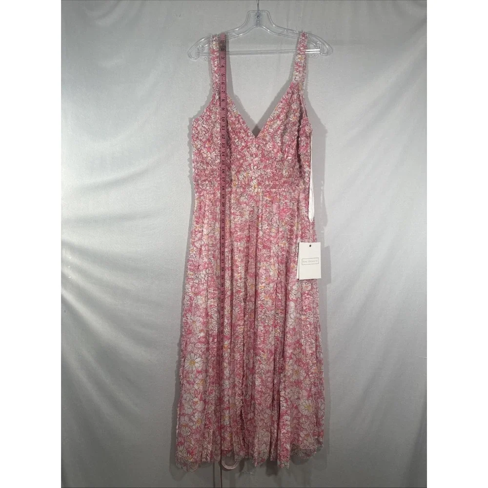 NWT Mac Duggal [ 12 ] 8012 Floral V-Neck Floral A line Midi Dress In Pink #S1938 - Picture 8 of 16